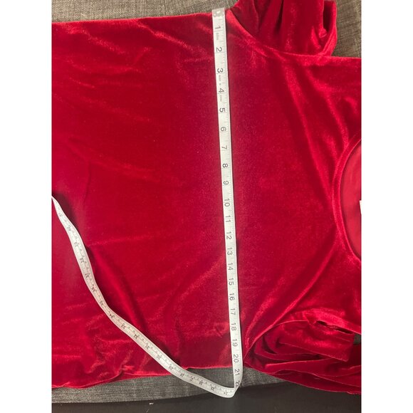 Caroline Rose Red Velvet Cold Shoulder Top MP Loose Fit Made USA Elegant Design - Picture 7 of 12